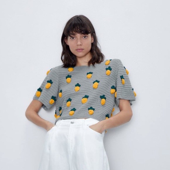 ZARA Pineapple Knit Sweater - Picture 4 of 8